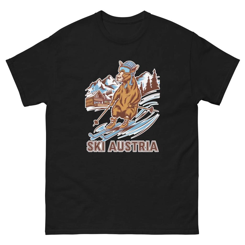 Ski Bhutan Schwarzhalskranich Niedliches Tier Skifahren T-Shirt