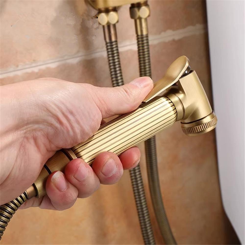 Antique Bronze Toilet Bidet Sprayer Set Brass Double Use Bidets Faucet Bathroom Sprayer Shower Bidet Faucet High Pressure Gun