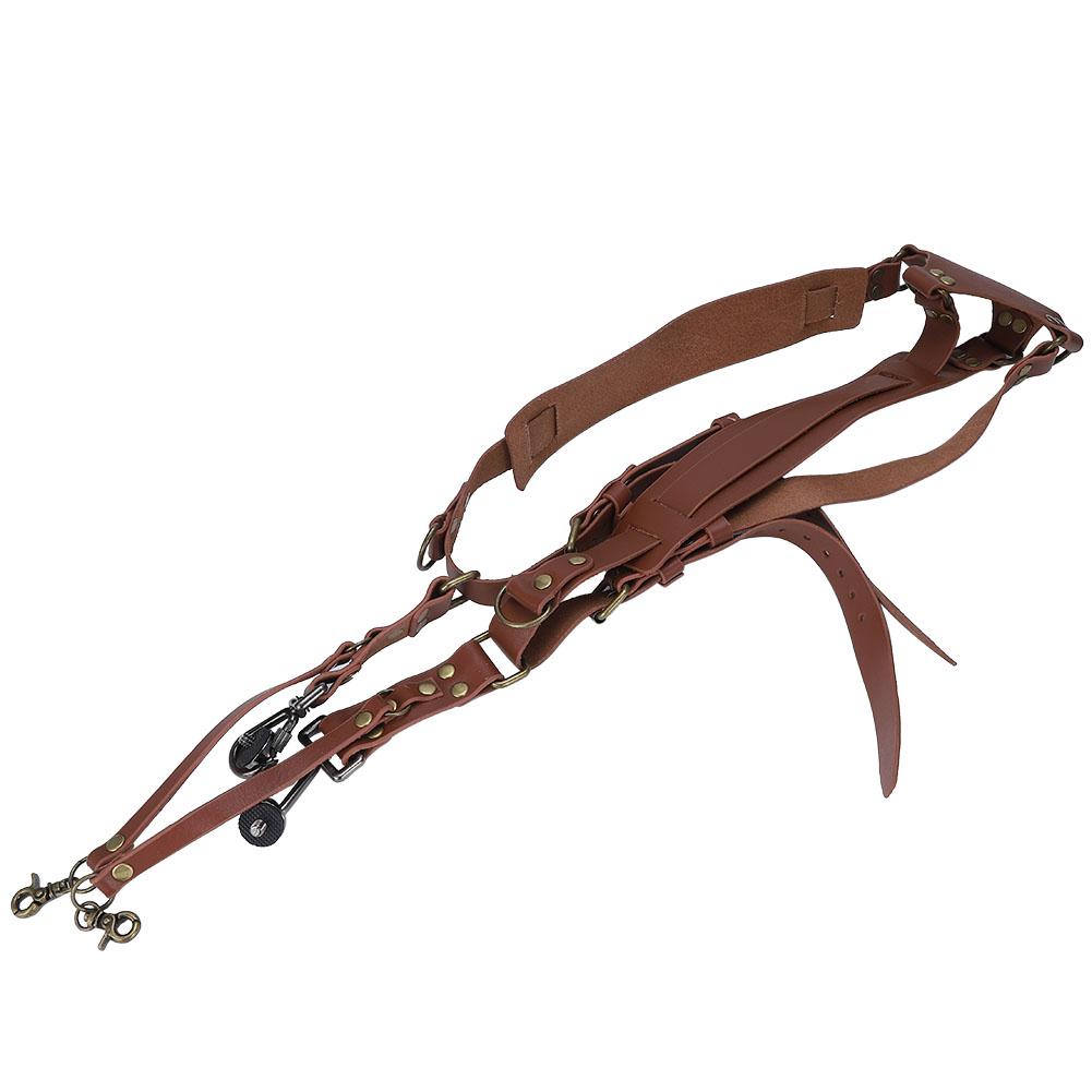 Camera Strap Leather Double Shoulder Harness Strap Photography Accessories for DSLR CamerasBrown