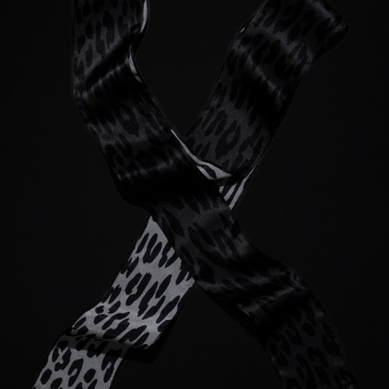 RECLOW LEOPARD SILK LONG SCARF KHAKI Scarf