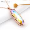 Vintage Elegant Large Oval Crystal Pendant Rose Gold Color Necklace For Women Girls Wedding Luxury Jewelry Gift