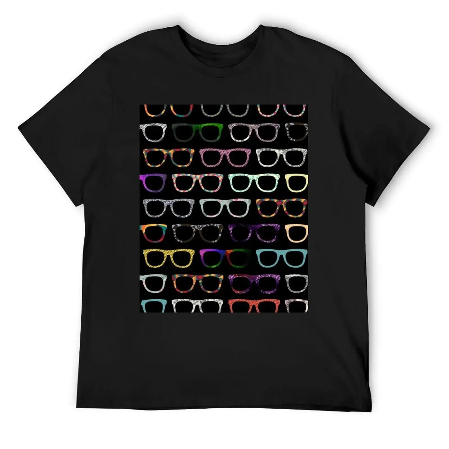 

Retro Glasses Hipster Pattern T-Shirt luxury t-shirt man t shirt custom t-shirts t shirts for men XXXXXL чорний