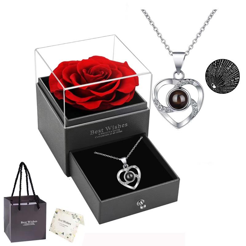 100 Languages 'I Love You' Heart Projection Necklace - Valentine's Day Gift