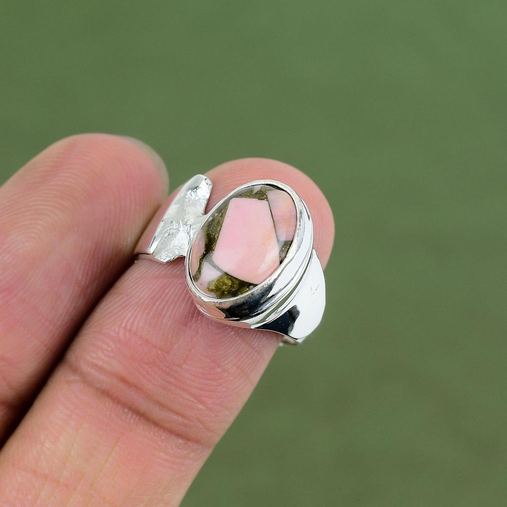 Copper Pink Opal Ring 925 Sterling Silver Ring Real Gemstone Jewelry Handmade Silver Ring Gift For Mom Beautiful Ring Available In Ring Size