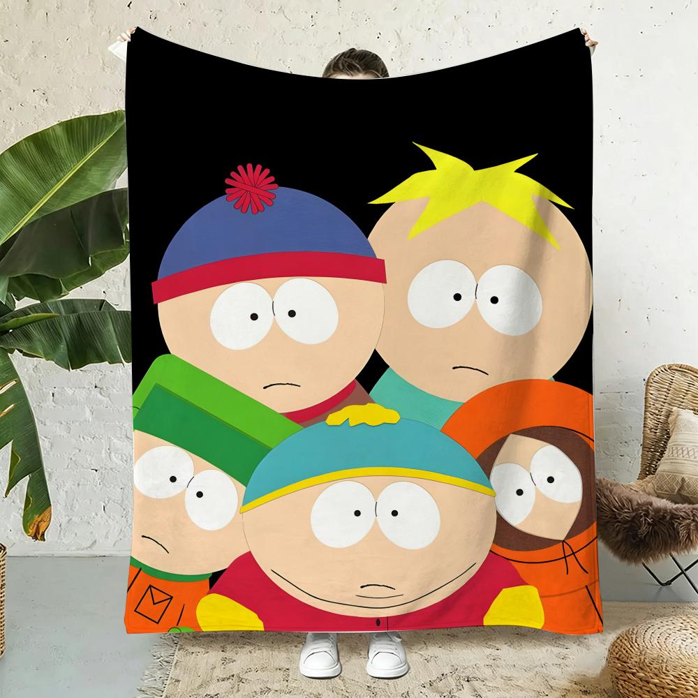 S-South Cartoon Park Throw Lightweight 240g Flannel Blanket Soft Skin-friendly for Summer Cooling