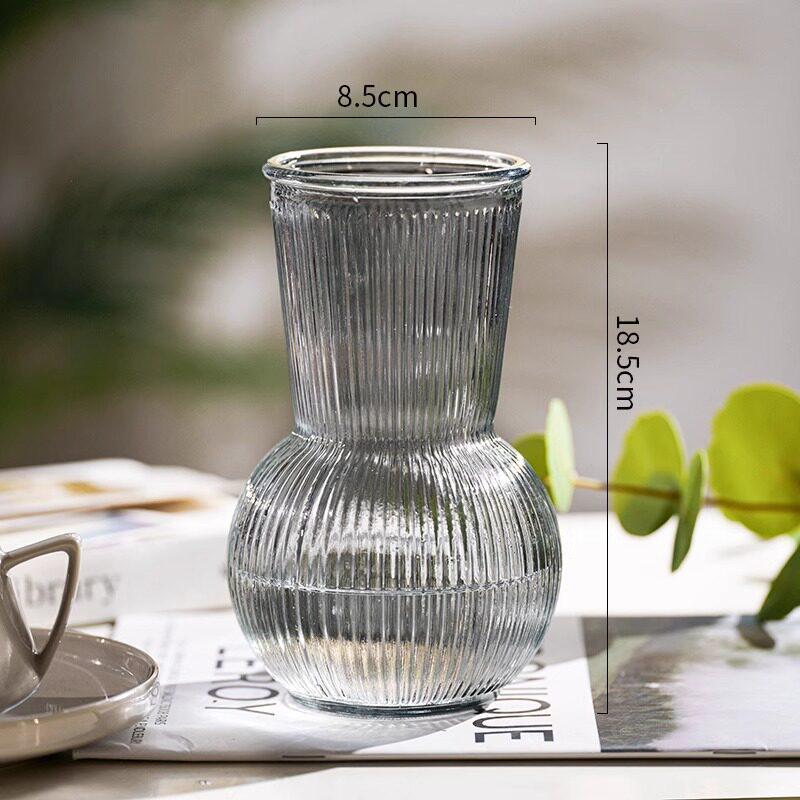 Nordic Glacier Glass Vase for Fresh Flowers, Large Transparent Hydroponic Flower Arrangement Decor for Living Room.