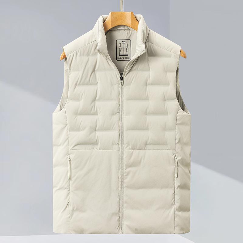 

Couple Style Light Luxury Down Stand-Collar Vest: Lightweight, Casual, Warm Winter Outerwear. XXXL бежевий