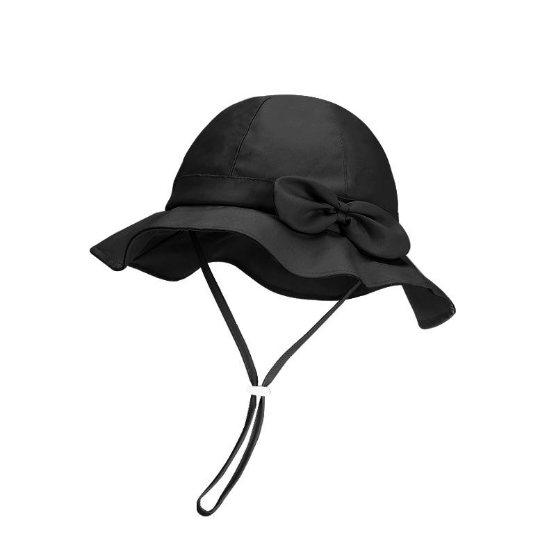 Summer children's sun hat cute bow breathable six bucket hat baby girl big eaves sun hat
