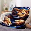 1pc Lion Cub Print Blanket Lightweight Flannel Blanket Throw Blanket For Sofa, Bed, Travel, Camping, Livingroom, Office, Couch, Chair, And Bed yy25101