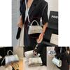 Stylish And Trendy European And American Crocodile Pattern Shoulder Bag In Silver Color Pu Material 19*12*8cm