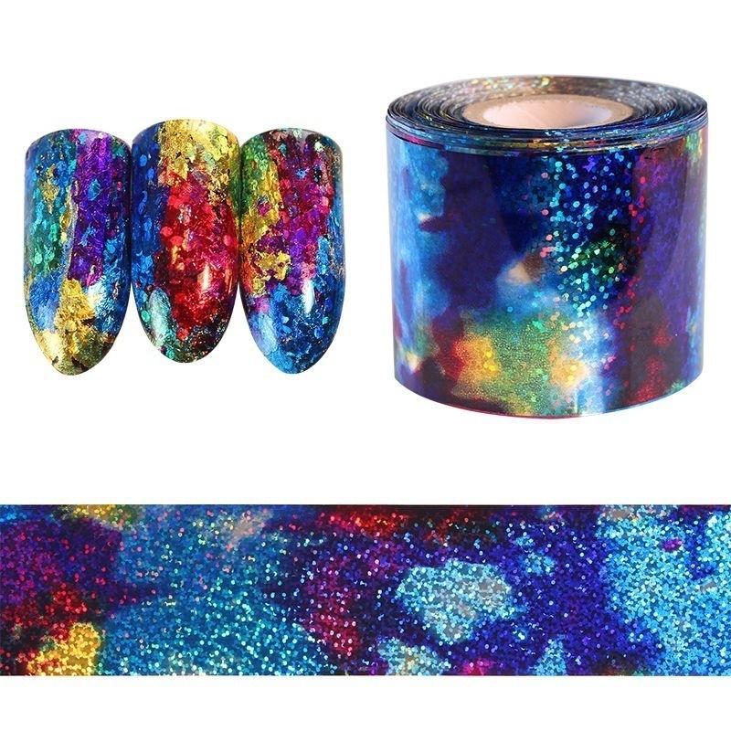 2PCS Gradient Starry Sky Nagelfolie blau holographische Papier Nail Art Aufkleber