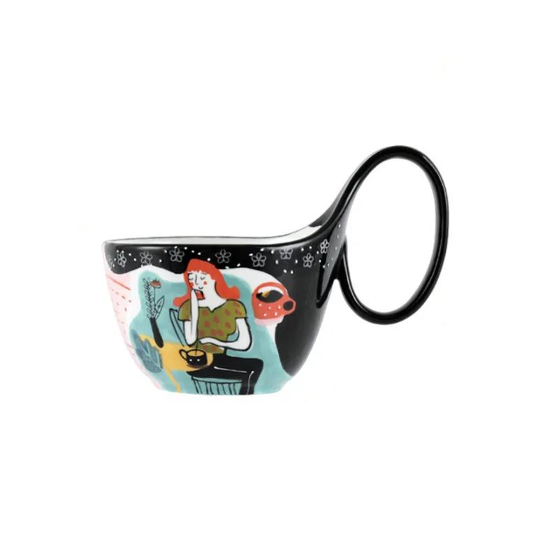 

Ceramic Water Cup Coffee Mug Dream Girl Water Mug High Beauty French Ins Home Creative Breakfast Milk Cups Drinkware Mugs 201-300ml