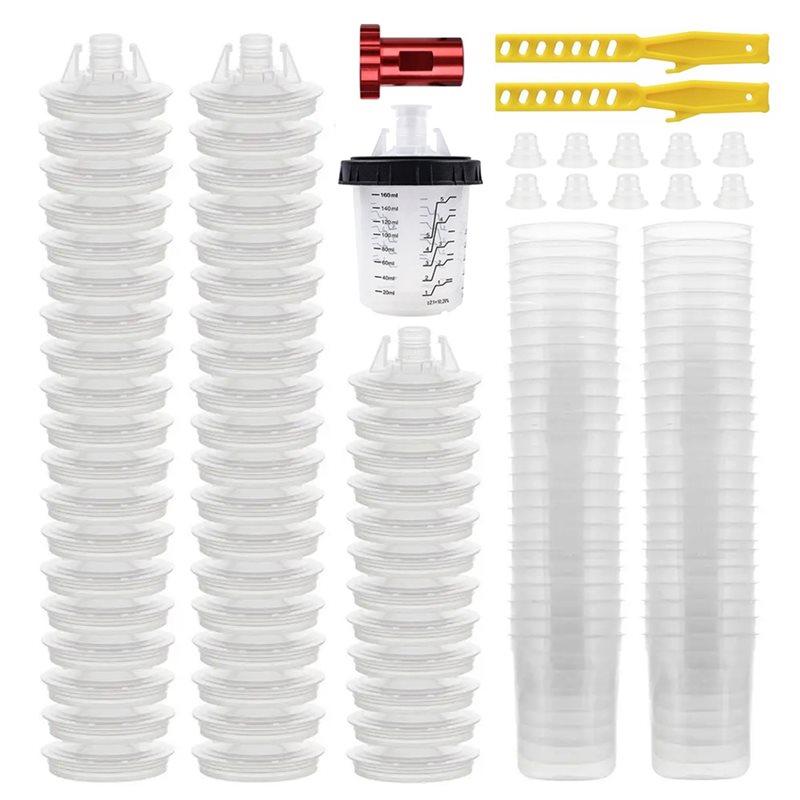 

AB34-Quick Cup Paint System 50Pc Disposable Spray Guncup Gun Cup H/O Paint Mixing 160ML Airbrush Tank Adapter& Stir Sticks