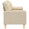 3 Seater Sofa with Decorative Cushions Cream 210 cm Fabric