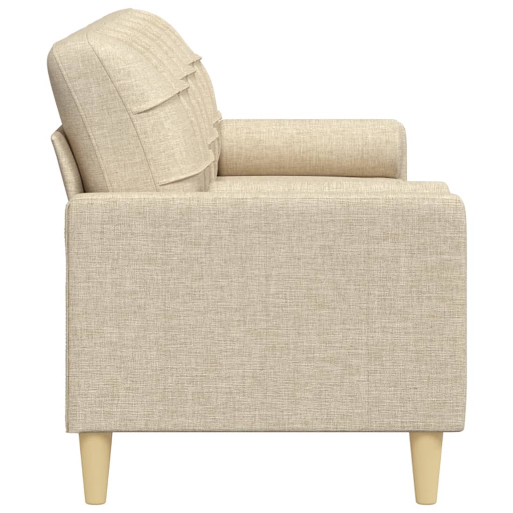 3 Seater Sofa with Decorative Cushions Cream 210 cm Fabric