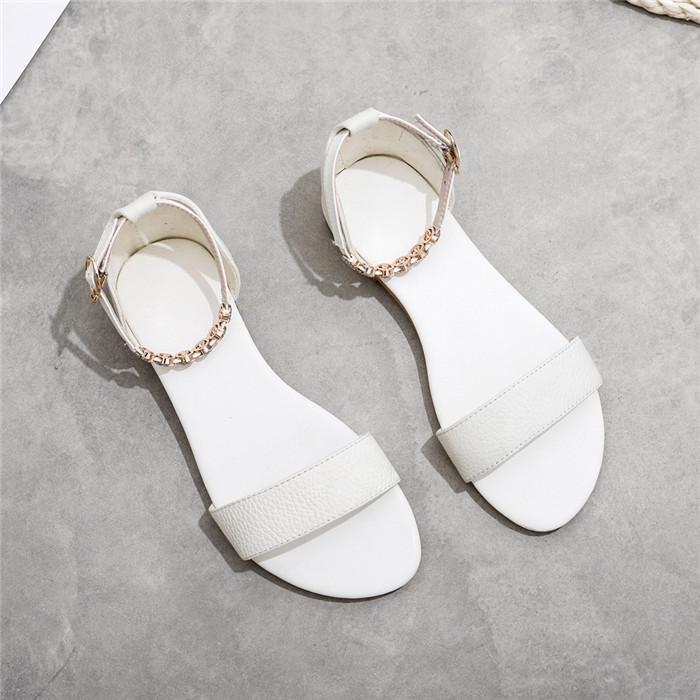 

Взуття з натуральної шкіри Літні босоніжки Жіночі Натуральна натуральна шкіра Взуття на плоскій підошві з пряжкою Босоніжки на щиколотці Розмір 33-46 37 білий