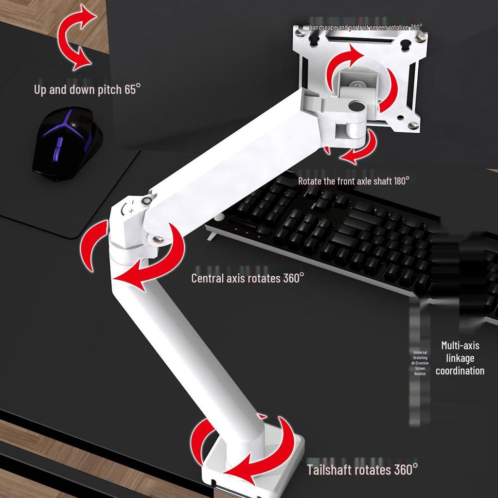 360° Adjustable No-Drill Monitor Stand with Heightening Table Clamp