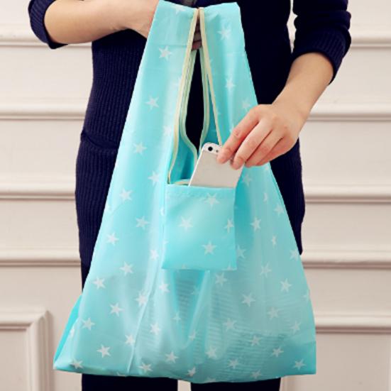 Reusable Shopping Bag Foldable Stars Stripes Washable Pouch for Oxford Fabric Grocery Tote Camping Commuting Picnic