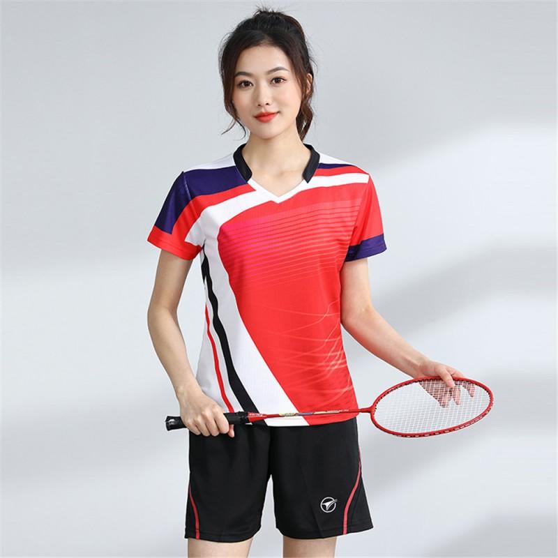 Unisex Badminton Sport Set Short Sleeve Top Shorts Men Women Kids Athletic Wear