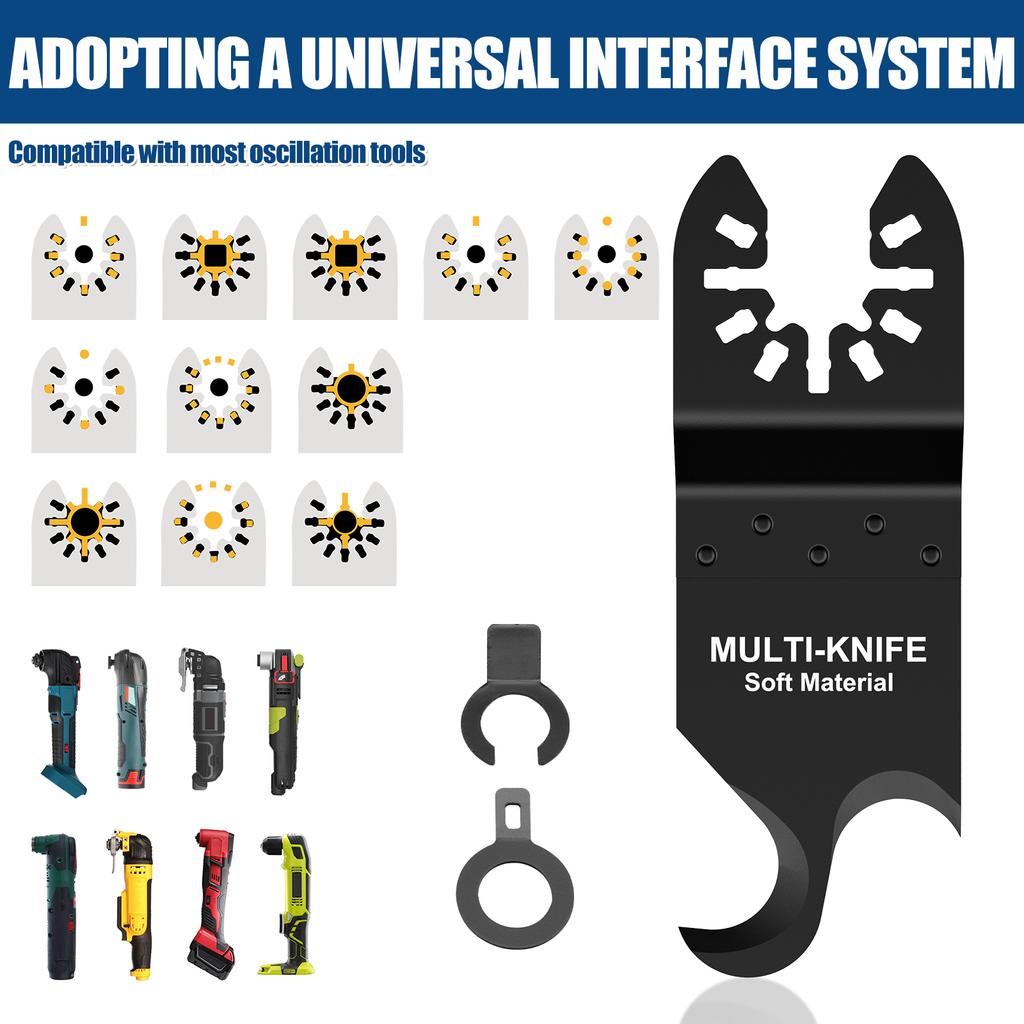 4Pcs Oscillating Multi Tool Hook Knife Blade Set High Carbon Steel Universal Oscillating Saw Hook Blade with 2 Adapter Cutting