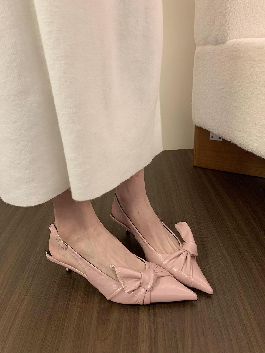 

Silver kitten and high heels women s shoes 2025 new spring temperament with skirt pointed empty single shoes 39 розовый