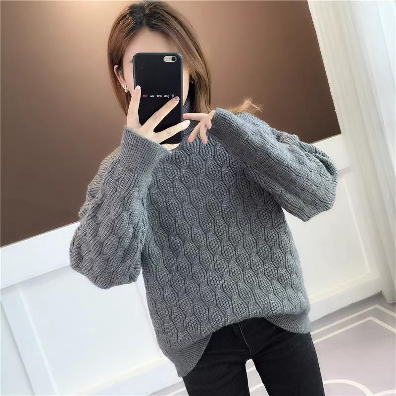 

Women s Thick Knit Turtleneck Sweater - 2025 Autumn/Winter Fashion, Age-Reducing Loose Fit, Short Top 2XL