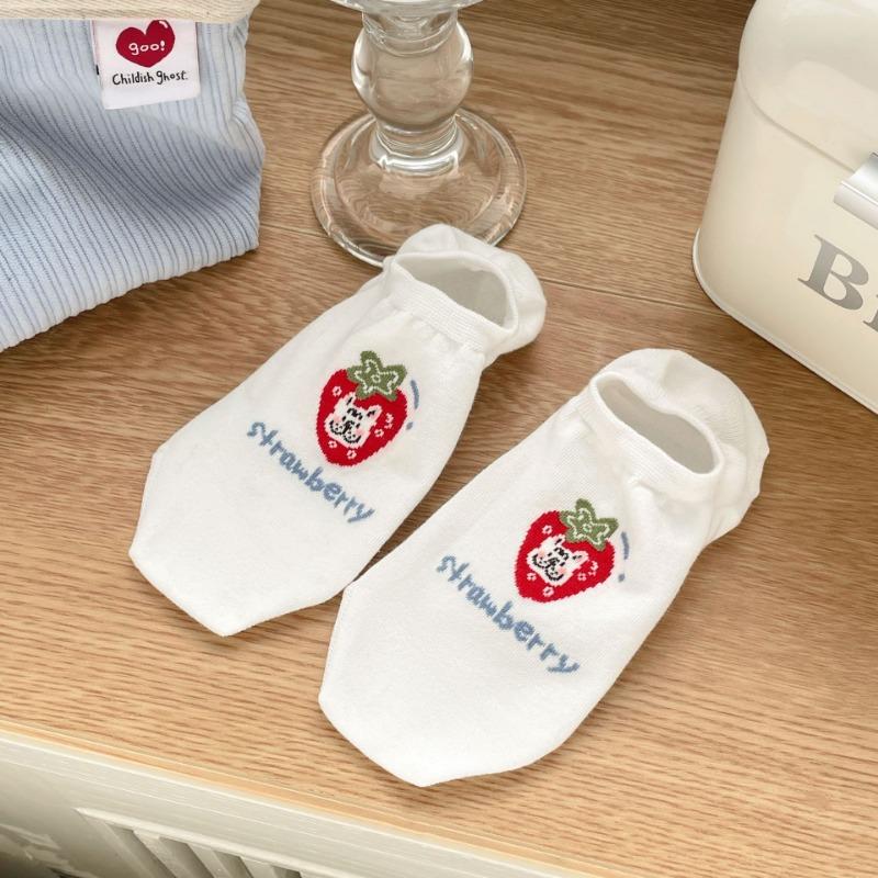 Women's Summer Thin Shallow Mouth Invisible Sweet Fruit Silicone Non Slip Boat Socks