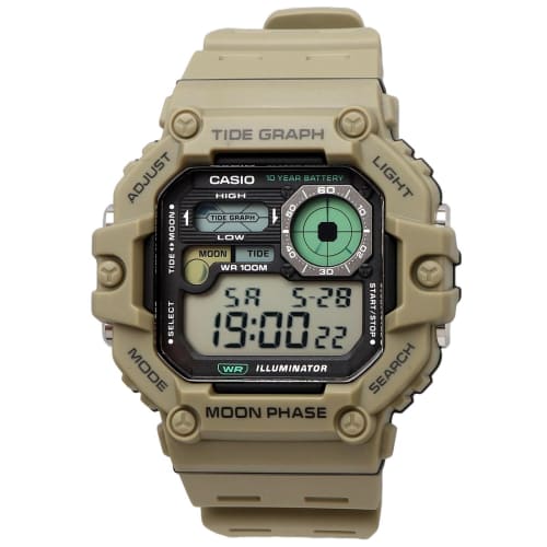 Casio CASIO Digital Men's Watch with Tide Graph & Moon Data Display Function WS-1700H-5AV Khaki Beige Overseas Model