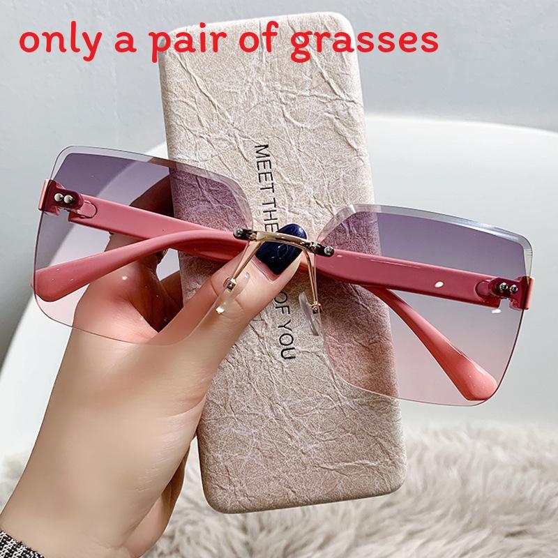 Small Red Book Fashion Sunglasses Women Uv385 No Frame Edge Sun Shades For Travel And Parties
