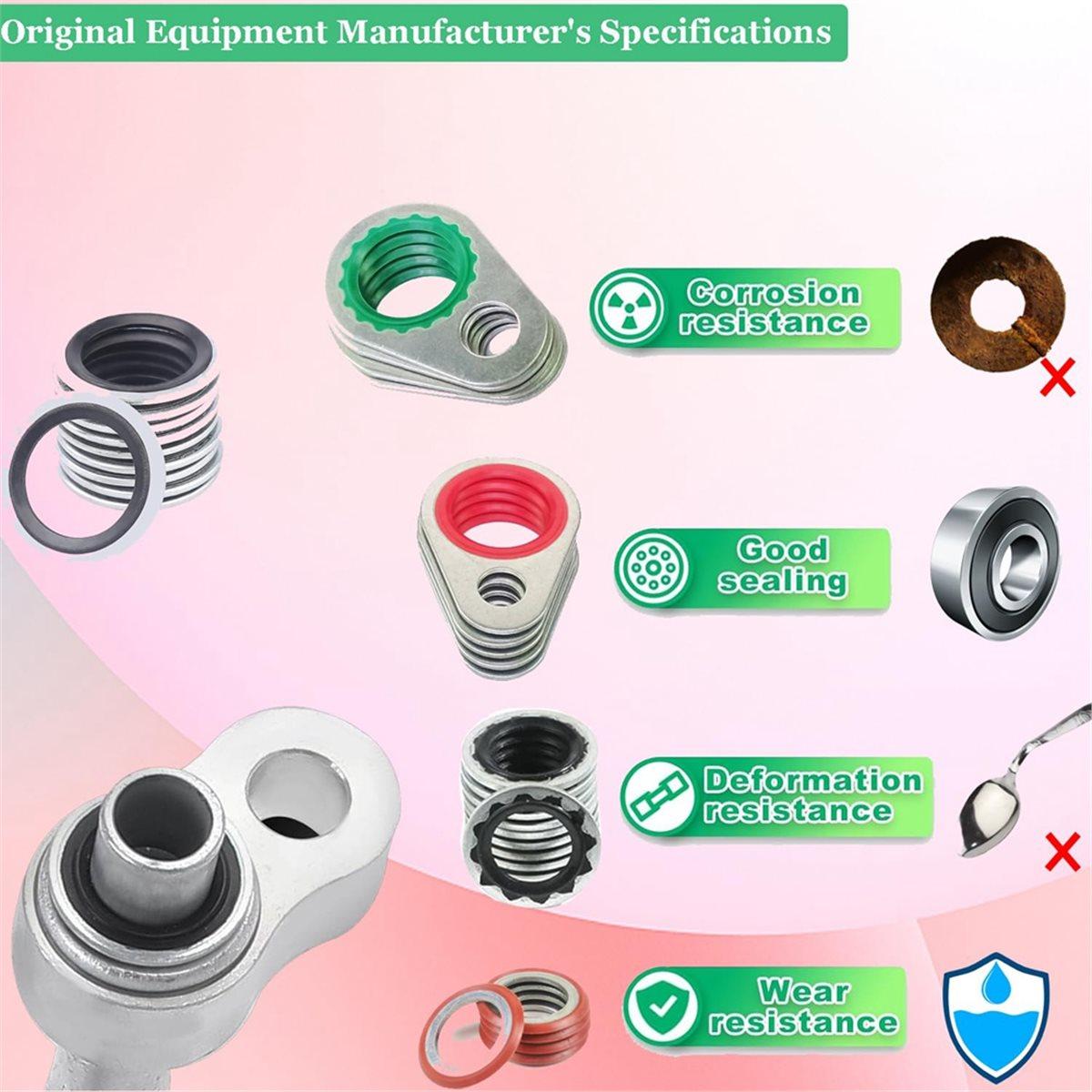 BHBL 195PCS A/C Seal Kit,AC O Ring Assortment Kit, Automotive Replacement Air Conditioning Compressors Port Sealing Washers China Mainland