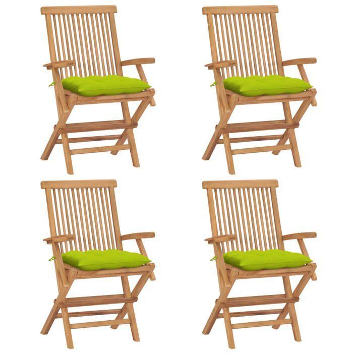 VidaXL Lot de 4 Chaises de Jardin avec Coussins, Sièges de Terrasse, Chaises de Salle à Manger, Meubles de Patio Extérieur, 3065643