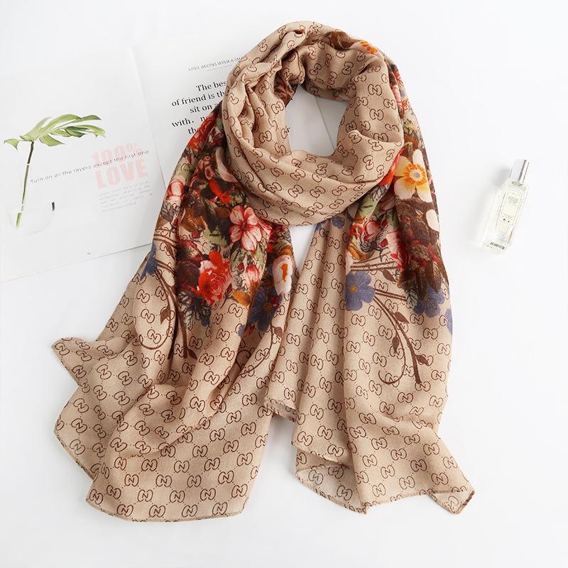 Cotton and Linen Scarf for Women In Autumn and Winter New Versatile Warm and Fashionable Letter Scarf Decorative Shawl