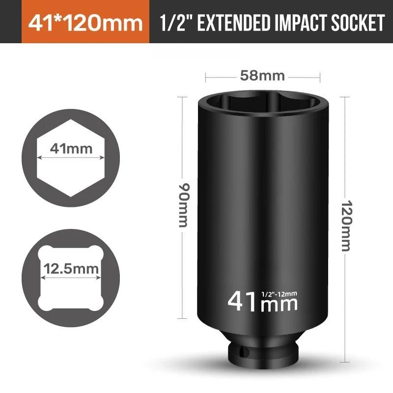 Electric Wrench Socket Connecting Rod Suitable for Hi-Spec 1/2" Extra Long Drive Impact Socket Pneumatic Sleeve Extension Rod