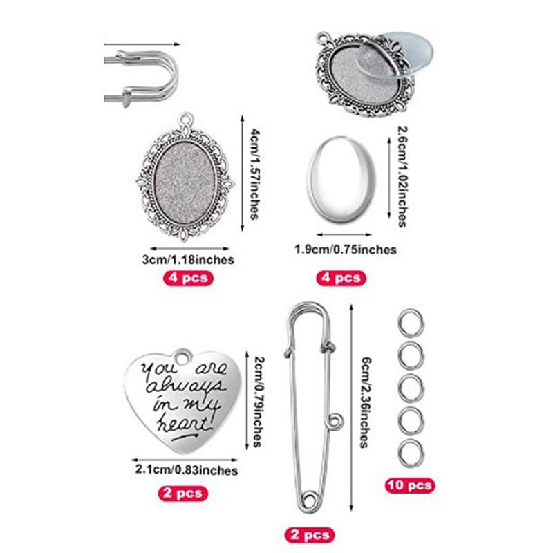 Wedding Bouquet Photo Charm Diy Pin Brooch Making Kit Lacy Frame Charm Oval Picture Frame With Pendant For Holiday Heart