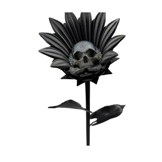 The Forbidden Sunflower Sculpture Gothic Skull Bloom Decor 3D Printed Macabre Art Halloween Ornament for Horror Home Party Decor