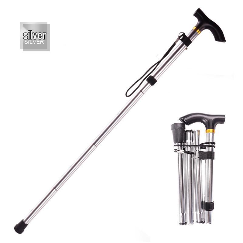 Outdoor Folding Telescopic Trekking Pole - Five-Section Walking Stick for Elderly