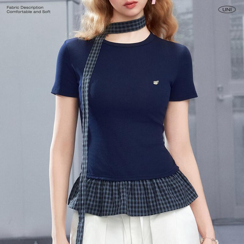 UNIFREE Women's Plaid T-Shirt with Straps
