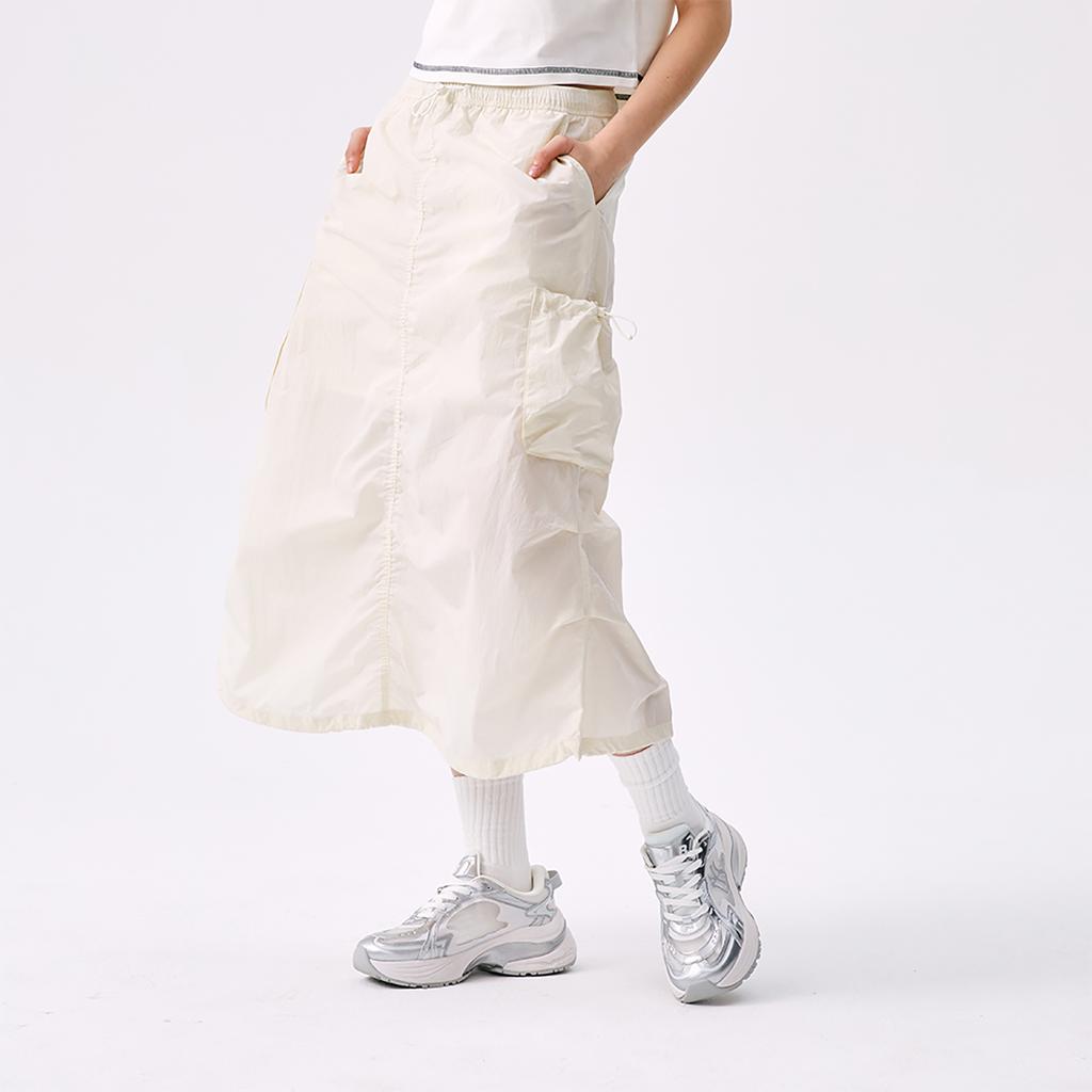 New MLB New York Yankees Basic Collection SS25 Casual Long Skirt Women's Ivory 3FSKB0553-50CRS