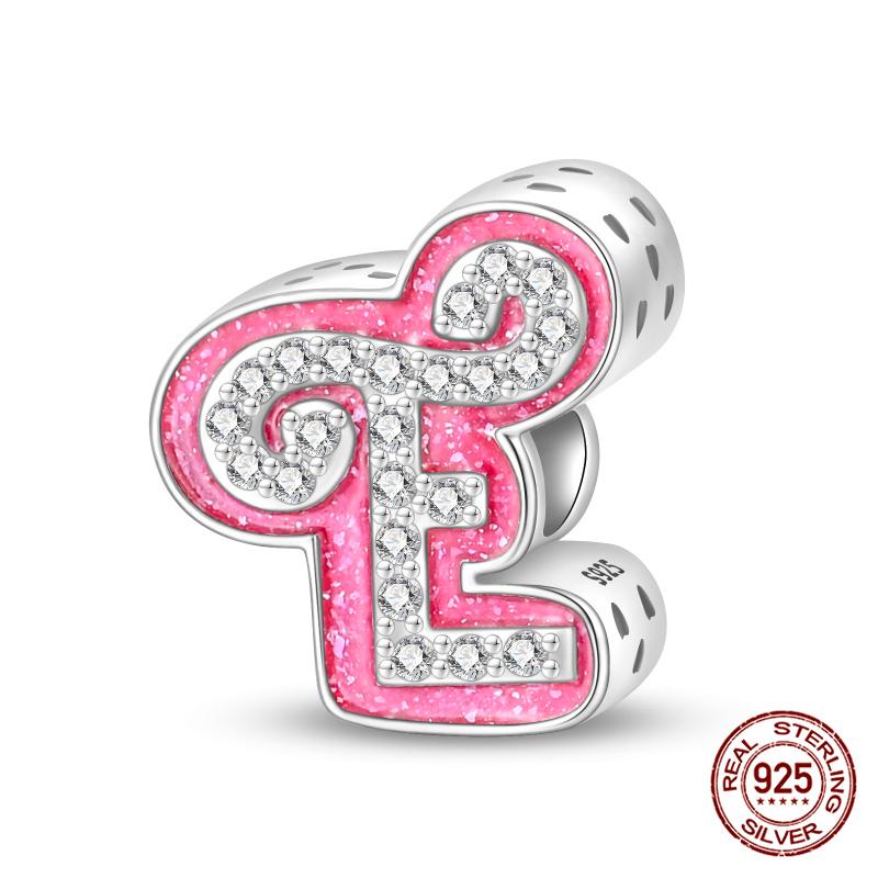 Authentic Pink Charm Bead Charms Bead Charms Copper 26 Letter Charm Bead Charms Compatible With Authentic Bracelets Do It Yourself Jewellery Making Wo