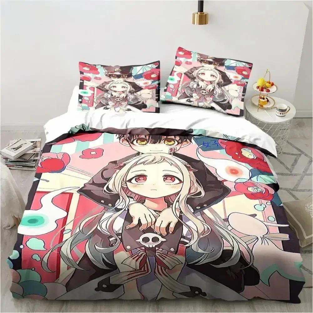 Modisches Anime Toilet-Bound Hanako-Kun 3D-Druck Bettwäscheset Bettbezüge Kissenbezüge Steppdecke Bettwäscheset Bettwäsche Bettwäsche