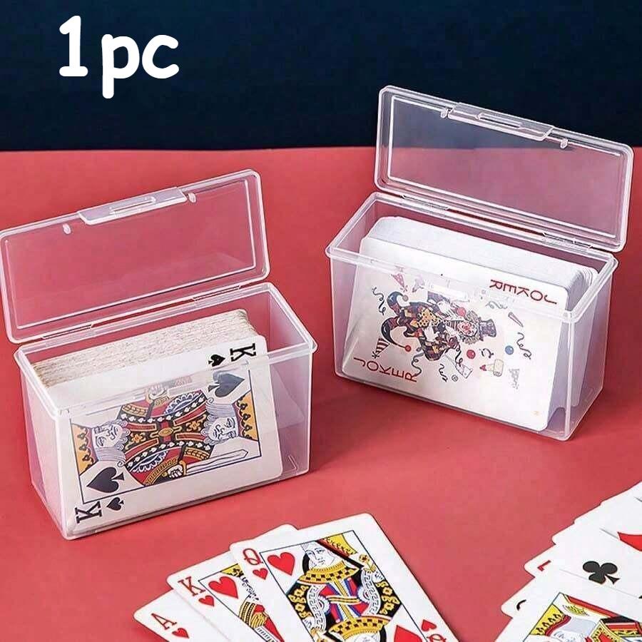 

10/4/1pc Transparent Card Storage Box with Clear Lid & Labelled Compartments - Heavy-Duty Plastic Poker & Board Game Organizer