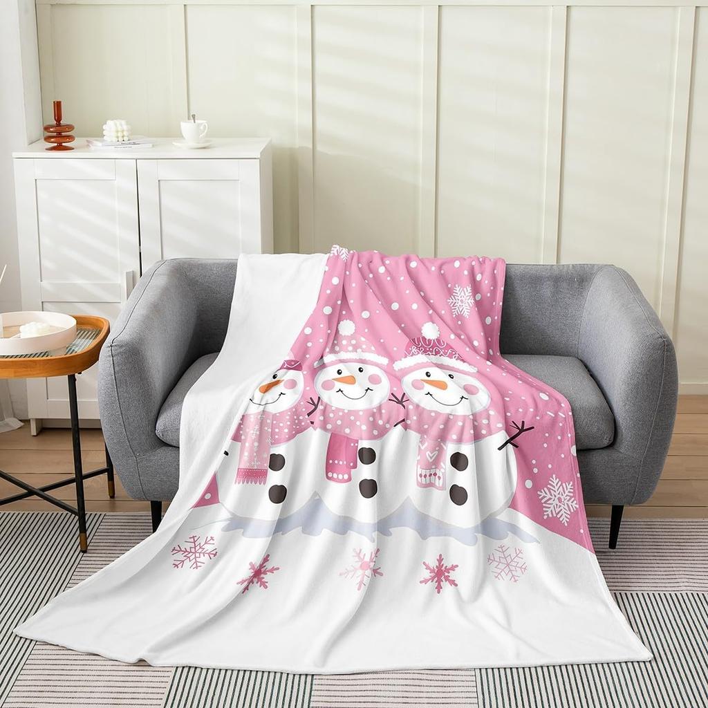 Merry Christmas Flannel Fleece Throw Blanket Gingerbread Man Baby Xmas Tree Fleece Throw Blanket for Kids Women Men Bed Couch