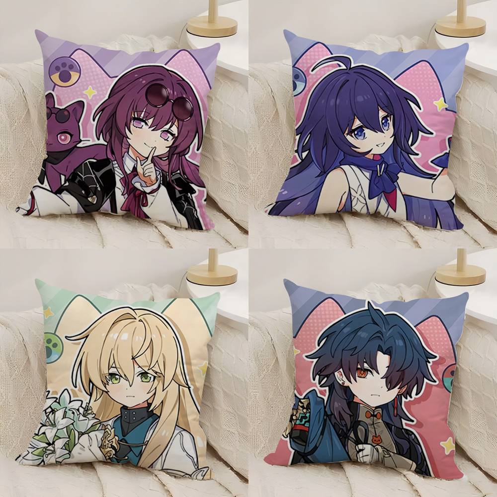 Chibi Cute Honkai Star Rail Pillow Case Office Sofa Dorm Chair Back Short Plush Double-sided Printing Home  Cushion Cover