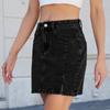Women's High Waist Bodycon Mini Denim Skirt Street Style Side Slit Denim Mini Skirt