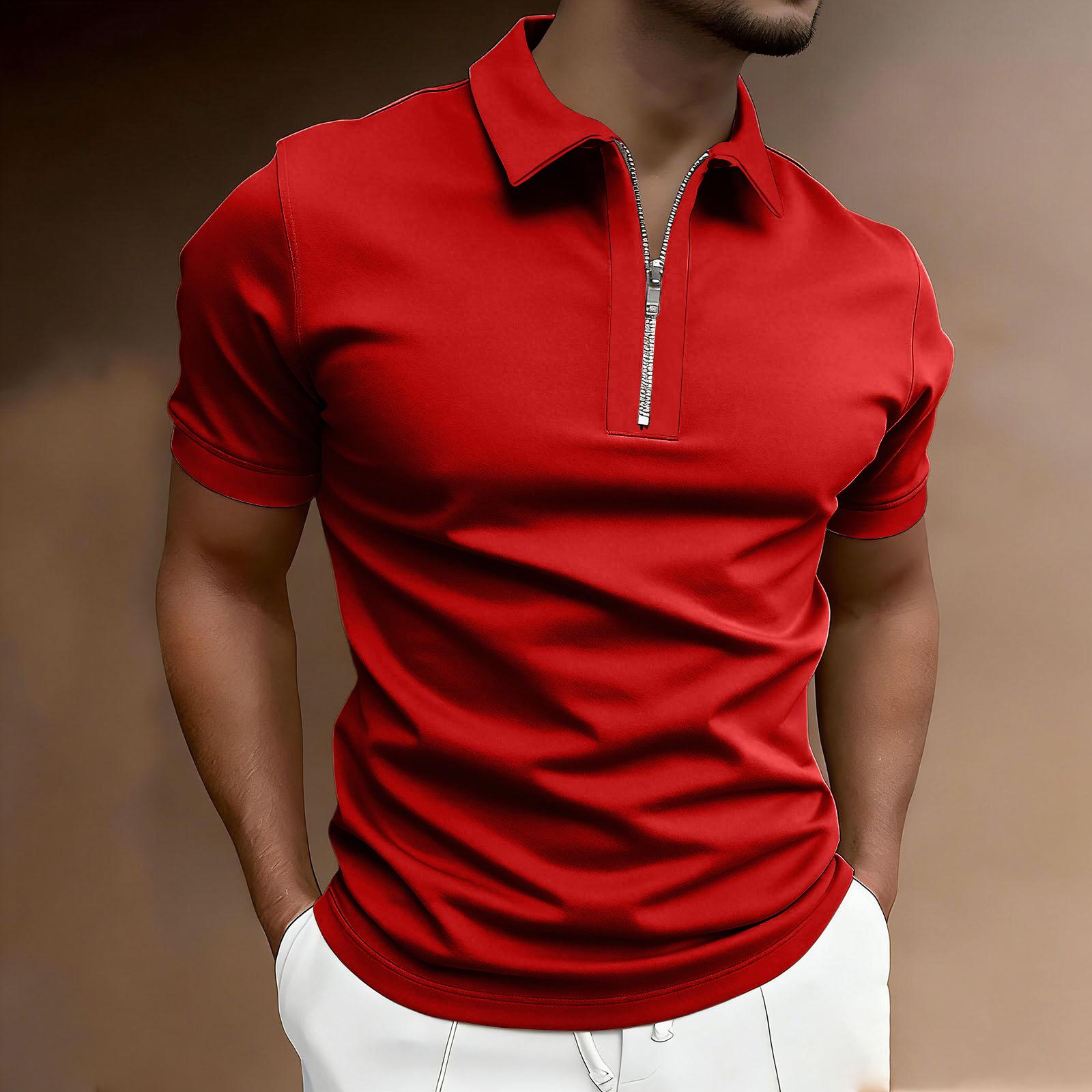 Men s Short-sleeved Button-down T-shirt XXL