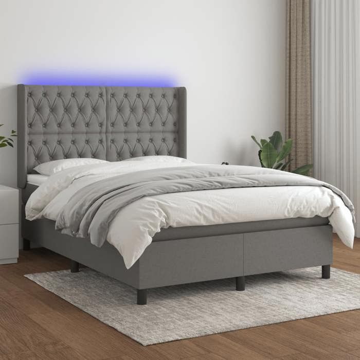 VidaXL Sommier à Lattes de Lit avec Matelas et LED, Lit Rembourré, Lit Double, Lit Adulte de Chambre à Coucher Intérieur, 3138550