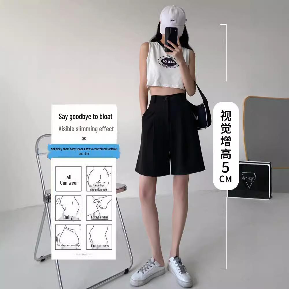 

Women s Plus Size Petite A-Line Black High Waist Casual Shorts - Summer 2025 Slenderizing Fit S чорний