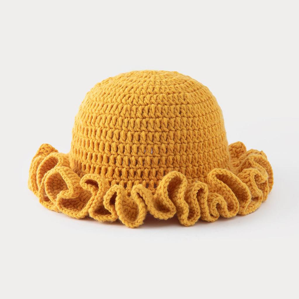 Handmade Wool Knit Hat: Thick, Windproof, Simple, Versatile, Solid Color for Autumn and Winter.