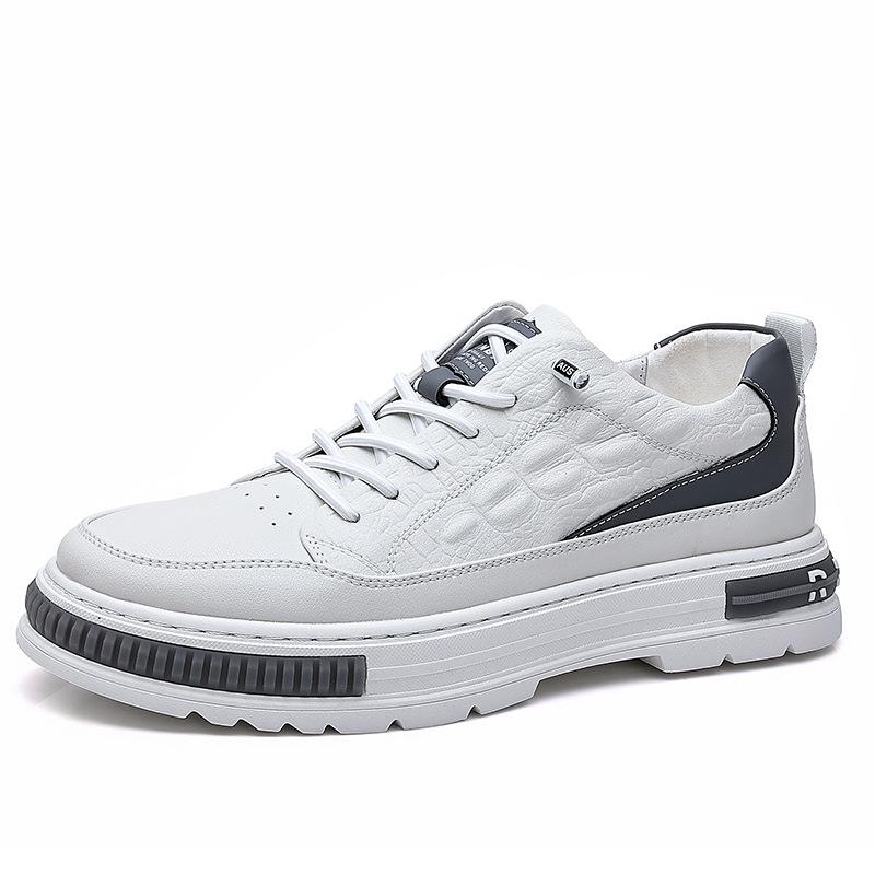 New Men's Shoes Sports and Leisure Inner Height Increase Men's Leather Shoes White Shoes Fashion Trend Men's Single Shoes
