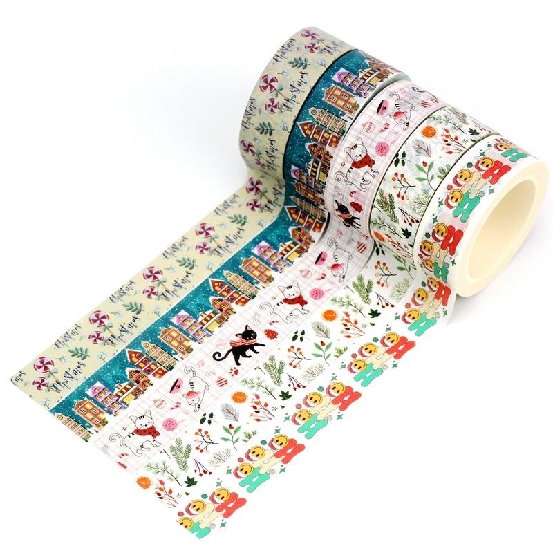 2023 NEW 1PC 10M Deco Winter and Christmas Gingerbread House Candle Dachshund Washi Tape for  Journaling Masking Tape Stationery